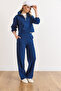 Women's Cobalt Blue Bottom-Top Polo Collar Thessaloniki Set Tkm-19000324 - 2
