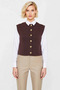Women's Crew Neck Denim Vest 100 Plain Pattern Fitted Fit Rigid Woven Regular Length 100% Cotton - 5
