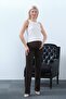 Maternity High Waist Wide Leg Striped Fabric Pants Brown - 4