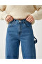 Blue Baggy Jeans with Belt and Epaulet Buckle - 3