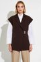 Women's Jacket Collar Woven Fabric Double-Breasted Oversized Vest Buckle Detailed Lined Regular Length Plus Size - 5