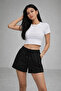 Women's Black Adjustable Drawstring High Waist Shorts - 7
