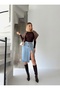 Front Zipper Detail Denim Skirt - 3