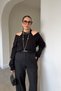 Premium Double V-Neck Knitwear Set Black - Black - 4