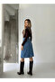 Front Zipper Detail Denim Skirt - 4
