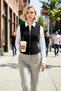 Women's Shirt Collar Zipper Sleeveless Body Fitting Cut Woven Fabric Crop Vest Lined Stylish