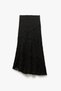 Women's Black High Waist Elastic Asymmetrical Midi Length Lace Skirt - 3