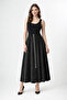 Women's Black Velvet Front Zipper Long Mevlana Skirt - 3