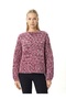 Women's Crew Neck Oversized Knitwear Sweater - Pink Melange - 3