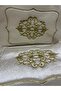 Dowry Box Velvet Gold Embroidered 3-Piece Brown Bundle Engagement Bride Groom Gift Box - 3