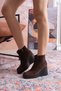 Rowena Genuine Leather Zippered Wedge Heel Women's Boots - 9