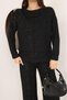 Women's Black Glitter Detail Relaxed Fit Two-Piece Set - 5