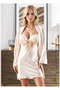Lace Satin Nightgown and Robe Set - Heart Collar Vanilla Set of 2