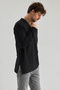 V-Neck Asymmetrical Side Cut Long Sleeve T-Shirt - 2