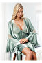 Lace Satin Nightgown and Robe Set - Spanish Sleeve Water Green Set of 2 - 2