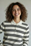 Ecru Polo Collar Striped Oversized Sweater - 3