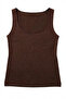 Kahverengi Kare Yaka Basic Bluz - 4