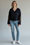 Navy Blue Embroidered Buttoned Jacket Cardigan - 3