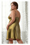 Women's Khaki Plus Size Satin Nightgown - Laced Chest Plus Size Home Wear - 2