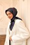 Women's Navy Blue Cloud Pattern Shiny Shiny Scarf 75002-58 - 5