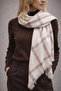 Cream Beige Plaid Wool Shoulder Shawl |   Soft Textured Winter Shawl