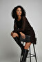 Brown Long Sleeve Mini Ruched Lined Dress - 3