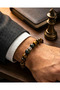Cobalt Blue Natural Stone Bracelet Power and Focus Bracelet 8mm Unisex Gold-Brown Tones - 3