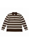 Brown Polo Collar Striped Oversized Sweater - 6