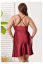 Women's Burgundy Plus Size Satin Nightgown - Lace Embroidered Plus Size Nightgown - 2