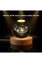 Led Lighted Crystal Ball Decorative Planet Model with Wooden Stand -