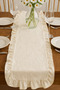 100% Cotton Ruffled Runner American Service Vintage Luxury Overlock Stitched Natural Fabric 40X110Cm - 3