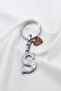 Red Shiny Heart Silver Color Metal Letter S Keychain / Small Bag Ornament - 5