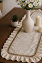 100% Cotton Ruffled Runner American Service Vintage Luxury Overlock Stitched Natural Fabric 40X110Cm - 4