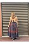 Navy Blue Color Floral Patterned Long Skirt Crop Set - 5