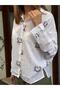 White Color Bird Embroidered Shirt on a Branch - 8