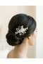 Bridal Hair Comb with Pearls and Crystal Stones – Handmade White Color Hair Accessory – Wedding & Engagement - 3