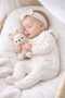 Baby Girl Waffle Jumpsuit with Scallop Detail - Cotton Fabric - Available in White and Beige Colors - 3
