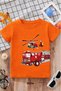 Fire Truck Printed Unisex Children's T-Shirt