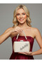 Beige Luxury Suede Crystal Stone Metal Handle Chain Women's Evening Dress Bag