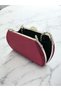 Burgundy Luxury Suede Crystal Stone Metal Handle Chain Women's Evening Dress Bag Wedding Engagement Graduation - 3
