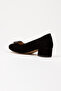 Black Suede Women's Short Thick Heeled Buckle Casual Shoes - 3