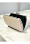 Beige Luxury Suede Crystal Stone Metal Handle Chain Women's Evening Dress Bag - 4