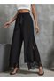 Women's high waist belted at the waist scuba top with lace detail scuba pants
