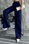 Pleated High Waist Stretch Fabric Woven Palazzo Pants 4074 - 5