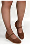 Lossa Tan Suede Belted Ballerina Shoes