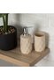 Round Beige Plastic Toothbrush Holder with Rhombus Pattern Ø7x11.5cm - 2