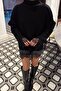 Black Lace Detailed Mock Neck Women's Knit Sweater - 5