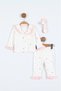 Ruffled Colorful Heart Baby Girl Pajama Set with Bandana, 3-Piece, 100% Cotton - 3