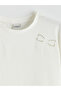 Ecru Bow Embroidered Girls' T-Shirt - 2