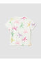 Ecru Crew Neck Printed Girls' T-Shirt - 2